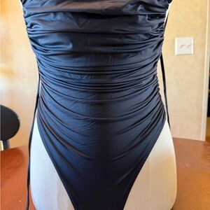 Black Ruched One-Piece Swimsuit